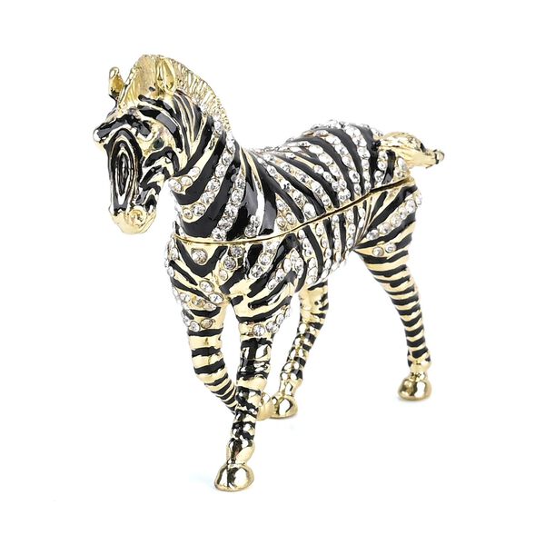 LIVMORE Zebra-Design Schmuckdose, 9x2,5x7cm, Schwarz-Weiß image number 0