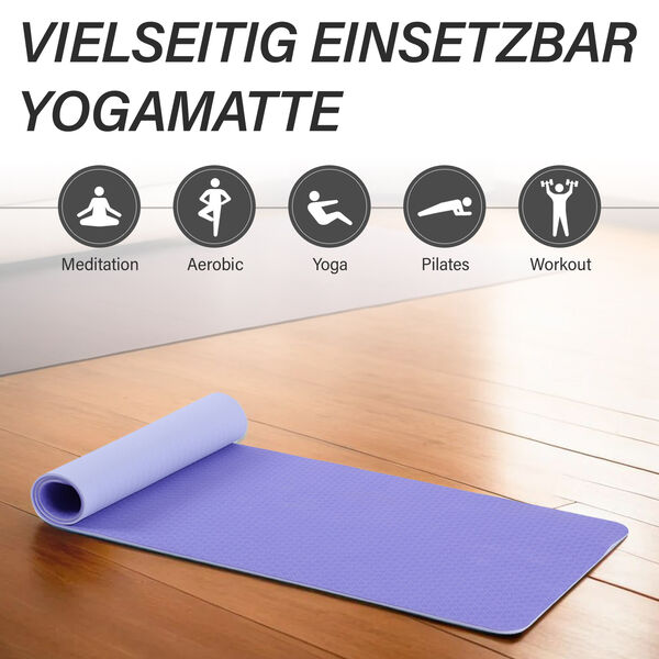 Rutschfeste Fitness-Yogamatte mit Trageriemen, Lila image number 4