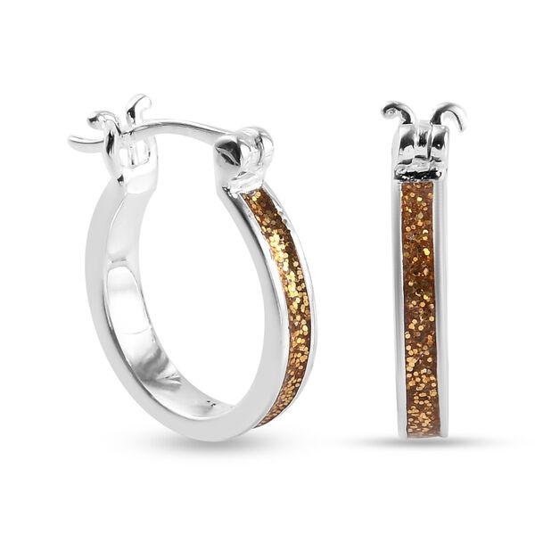 Orange emailliert Creolen 925 Silber image number 4