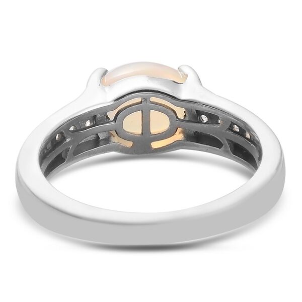 Nat&uuml;rlicher &Auml;thiopischer Opal und Zirkon Ring 925 Silber zweifarbige &Uuml;berzug image number 5