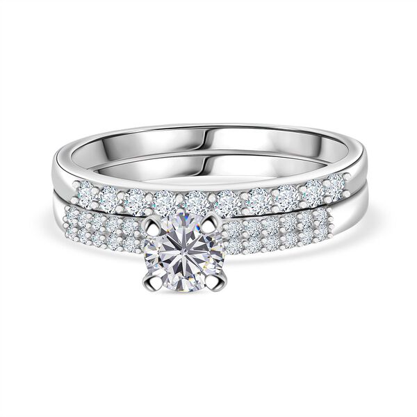 Lustro Stella weiße Zirkonia Stacking-Ringe image number 0