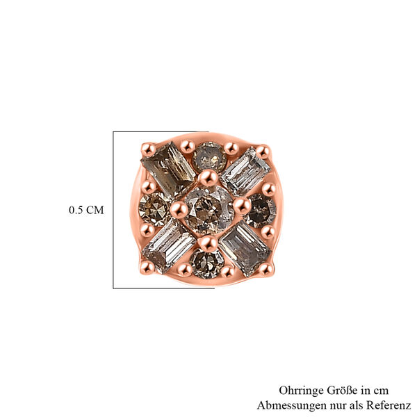 D'Joy Natürlicher Champagner Diamant Ohrringe 925 Silber 750 Roségold Vermeil ca. 0.15 ct image number 4