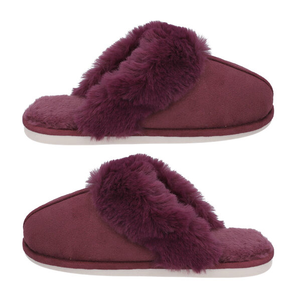 Wildleder Kunstfell Hausschuhe, Gr&ouml;&szlig;e 36-37, Weinrot image number 5
