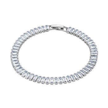 2er Set - Wei&szlig;er Zirkonia Armband ca. 19 cm, Nickelfreies Messing