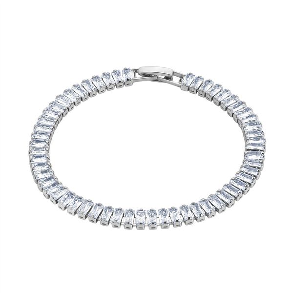 2er Set - Wei&szlig;er Zirkonia Armband ca. 19 cm, Nickelfreies Messing image number 3