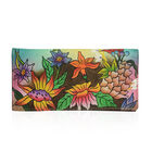 Sukriti - handbemalte dreifach-Brieftasche aus echtem Leder mit RFID Schutz, Größe 17,75x10 cm, Blumen image number 0