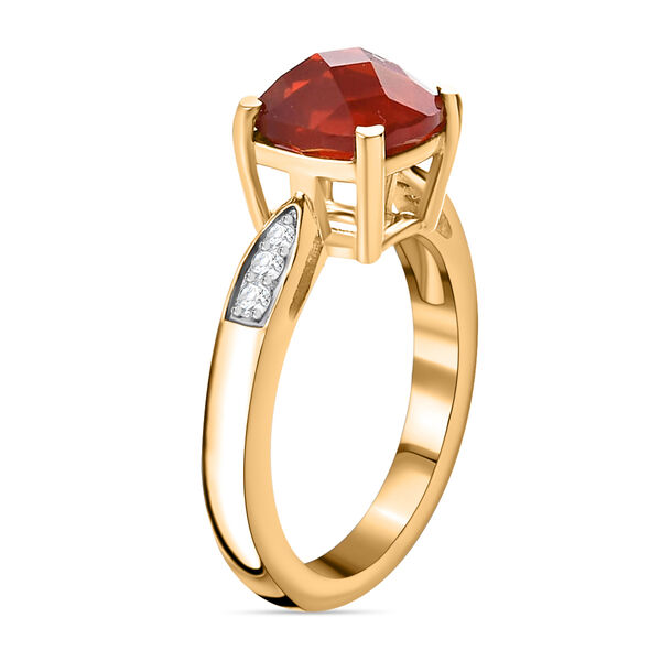 Mexikanischer Kirschfeuer-Opal und Zirkon Ring 925 Silber Gelbgold Vermeil  ca. 1,66 ct image number 5