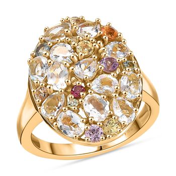 D joy AAA Premium Malagasy Regenbogen Mondstein Ring 925 Silber 750 Gelbgold Vermeil (Gr&ouml;&szlig;e 18.00) ca. 2.49 ct