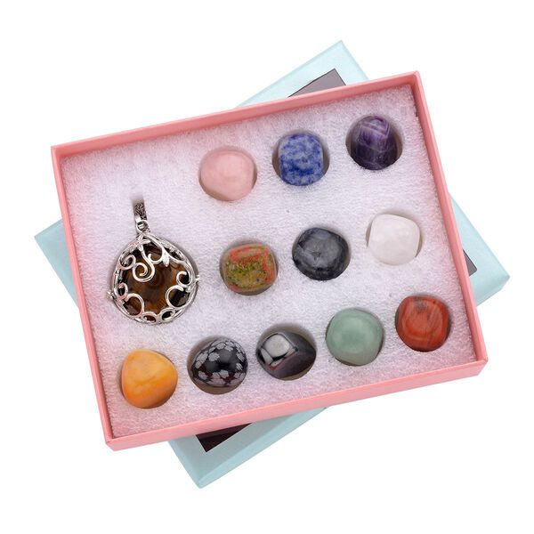 Anhänger mit Kette und 12 austauschbaren Edelsteinen - 480 ct. image number 9