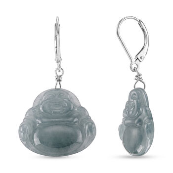 D'Joy Nat&uuml;rlicher Olmek Jadeit Ohrringe 925 Silber Rhodiniert ca. 20,00 ct.
