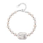 Weiße Keshi Perle, Weiße Süßwasser Perle Armband, Flexibles, Messing Standard