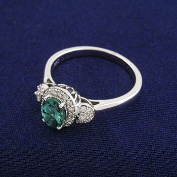 LUXORO zertifiziert und gepr&uuml;ft AAA Pirineu Lagoon Tourmalin und Diamant Ring in 585 Wei&szlig;gold - 1,10 ct.