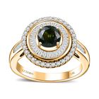 AAA Grüner Saphir, Weißer Diamant Ring 585 Gold (Größe 17.00) ca. 1,78 ct