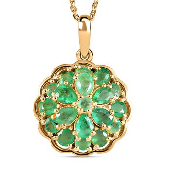 Kagem Sambischer Smaragd Anh&auml;nger, 925 Silber vergoldet, ca. 1.77 ct