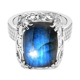 D'Joy AAA Labradorit Ring 925 Silber rhodiniert (Gr&ouml;&szlig;e 19.00) ca. 7,38 ct