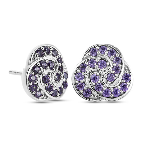 Amethyst Zirkonia Ohrstecker 925 Silber Messing Ionenbeschichtetes Platin ca. 1,66 ct image number 5