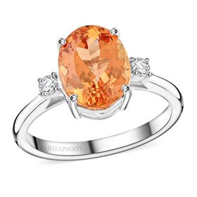 RHAPSODY zertifiziert und geprüft AAAA kaiserlicher Topas und VS-EF Diamant Ring in 950 Platin - 5,70 ct.