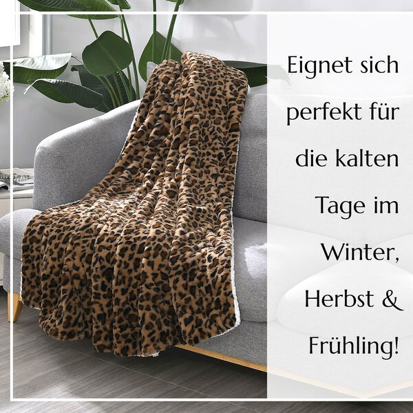 Kunstfell Decke mit Leopardenmuster,  Braun image number 10