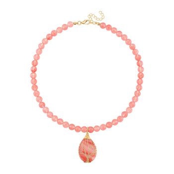 Kirsche Quarz Halskette, ca. 45 cm + 5 cm extender, vergoldet ca. 230.00 ct
