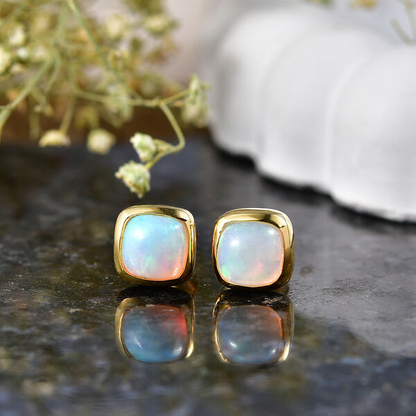 D'Joy AA Nat&uuml;rlicher, &auml;thiopischer Welo Opal Ohrringe 925 Silber Gold ca. 1.35 ct image number 1