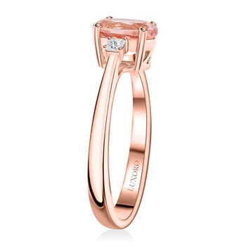 LUXORO zertifiziert und gepr&uuml;ft AAA Rosa Morganit und Diamant Ring in 417 Ros&eacute;gold - 1,35 ct.