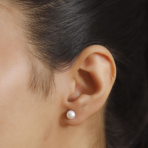 Weiße Süßwasser Perle Ohrringe image number 3