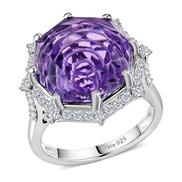 D'Joy Rose De France Amethyst und Moissanit Ring und Anh&auml;nger mit 50cm Kette image number 11