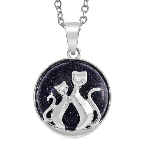 Blauer Sandstein Schmuckset Reiner Edelstahl ca. 10.00 ct image number 0