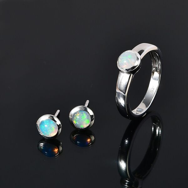 AA natürliches, äthiopisches Welo Opal-Schmuckset, 925 Silber rhodiniert - 1,02 ct. image number 3
