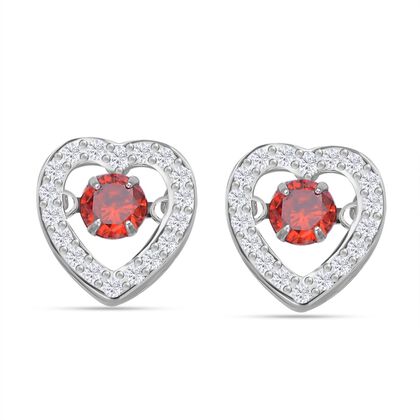 Rote und weiße Zirkonia-Ohrstecker - 1,50 ct.