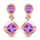 Rose De France Amethyst Ohrringe, 925 Silber Roségold Vermeil ca. 1,49 ct
