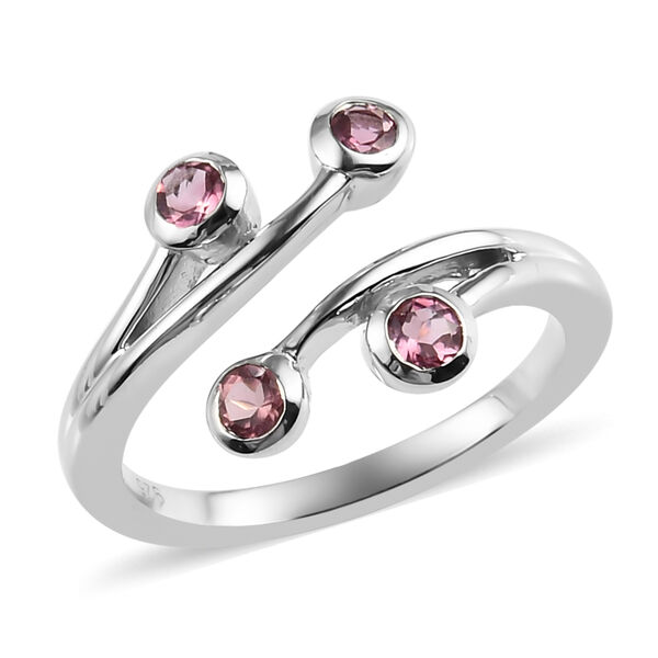 Rosa Turmalin Bypass Ring 925 Silber platiniert  ca. 0,38 ct image number 4