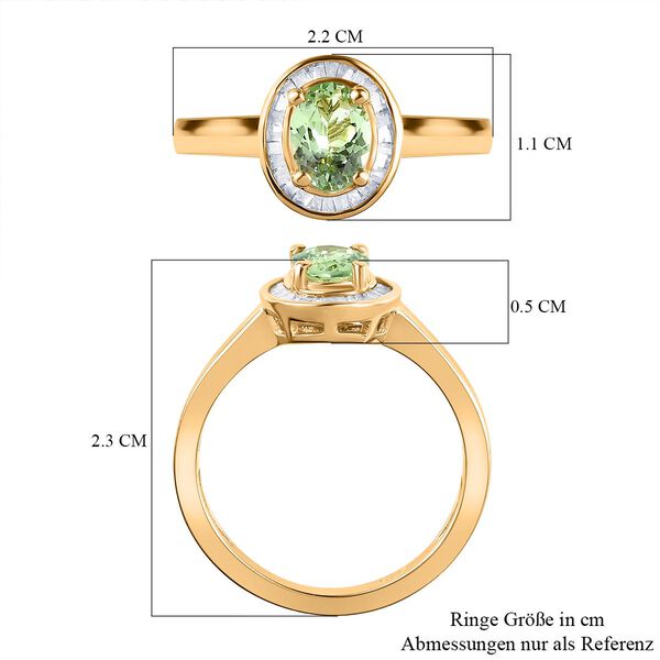 AA Merelani Mint-Granat und weißer Diamant-Ring, 925 Silber Gelbgold Vermeil (Größe 18.00) ca. 1.02 ct image number 7