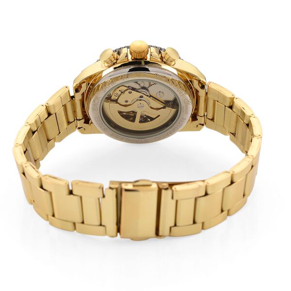 GENOA TIME - Bicolor-Armbanduhr, Reiner Edelstahl, silber-goldfarben, Automatik, 3 ATM wasserdicht image number 6