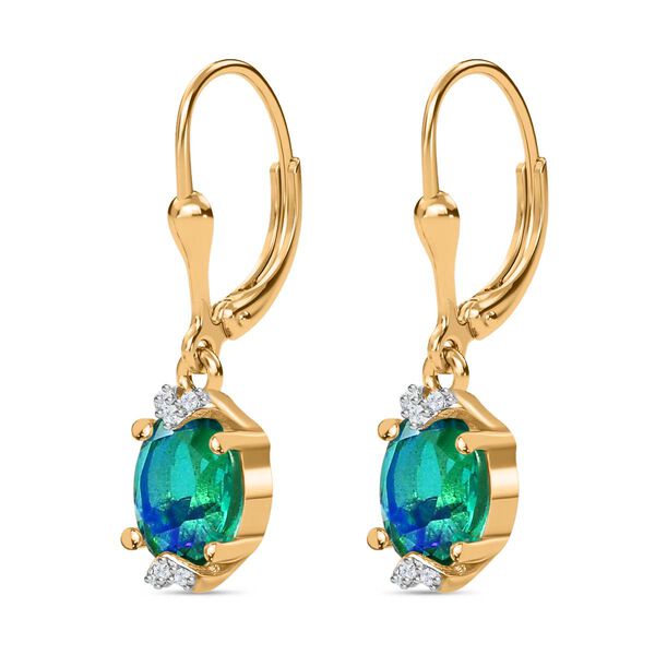 Pfau Triplett Quarz und Zirkon Ohrringe, 925 Silber 750 Gelbgold Vermeil - 2,86 ct. image number 4