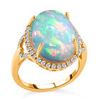 ILIANA AAA natürlicher, äthiopischer Opal und Diamant-Ring, 750 Gelbgold (Größe 17.00) ca. 7,00 ct image number 2