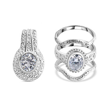 D'Joy Royal Bali- Moissanit Ringe und Anh&auml;nger in 925 Silber