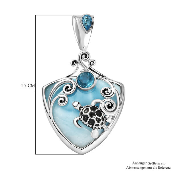 Sajen Silber - Larimar, Schweizer Blauer Quarz Anh&auml;nger 925 Silber rhodiniert ca. 23.72 ct image number 6