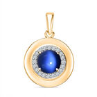 D'Joy Aurora Mondstein, Weißer Zirkon Anhänger 925 Silber 750 Gelb Vergoldet ca. 2,61 ct.