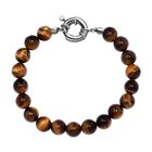 Tigerauge Armband ca. 19 cm Messing rhodiniert ca. 80.00 ct