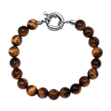 Tigerauge Armband ca. 19 cm Messing rhodiniert ca. 80.00 ct