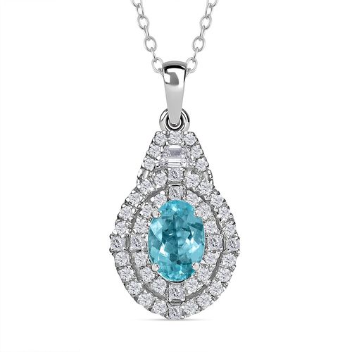 RHAPSODY zertifiziert und geprüft AAAA Paraiba Turmalin und VS-EF Diamant Anhänger mit 45cm Kette in 950 Platin - 2,22 ct. image number 0
