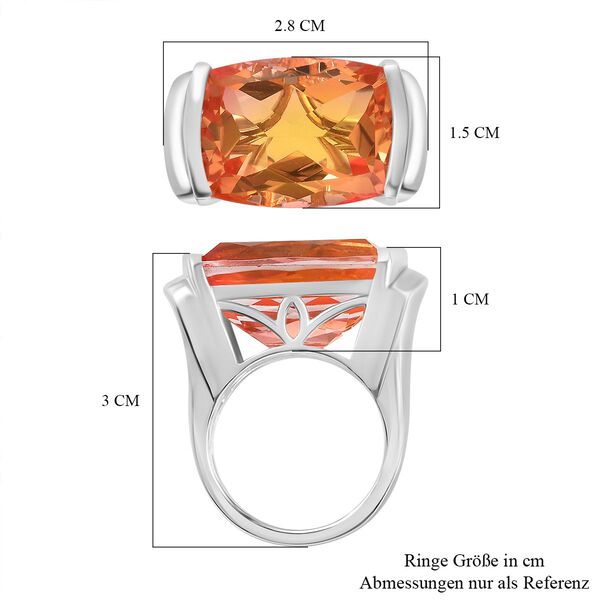 Padparadscha Quarz Triplette Ring 925 Silber rhodiniert (Gr&ouml;&szlig;e 18.00) ca. 23,23 ct image number 7
