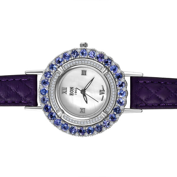 Tansanit, Moissanit Uhren 19 cm Edelstahl platiniert ca. 6,68 ct. image number 6