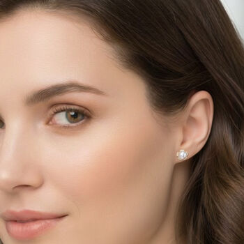 S&uuml;&szlig;wasser Perle (10 mm), Wei&szlig;er Zirkonia Ohrringe 925 Silber vergoldet