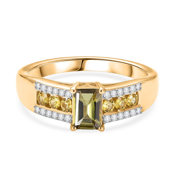 D'Joy AA nat&uuml;rlicher, goldener Tansanit, gelber Saphir und Moissanit Ring - 1 ct.