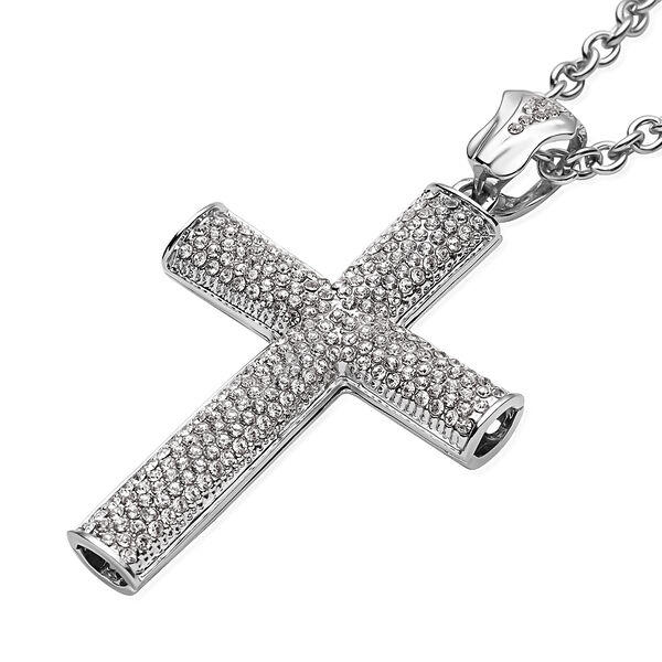 Wei&szlig;er Kristall-Kreuz-Anh&auml;nger mit Kette, 74+5 cm - 2,50 ct. image number 2