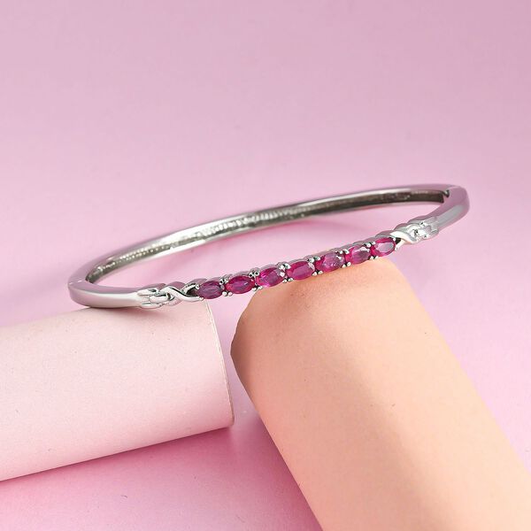 Afrikanischer Rubin (Fissure gefüllt) Armreif, ca. 19 cm, Edelstahl ca. 2.41 ct image number 2