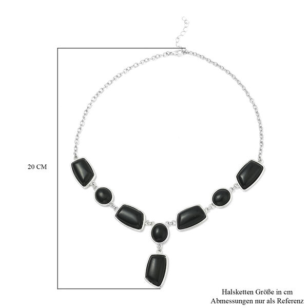 Schwarze Achat-Halskette, 45 cm, silberfarben ca. 120,50 ct image number 5