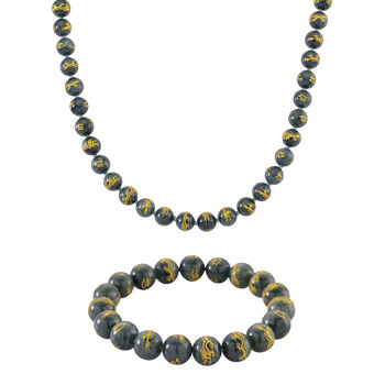 D'Joy nat&uuml;rliche Olmek Jadeit 50cm Halskette und flexibles Armband